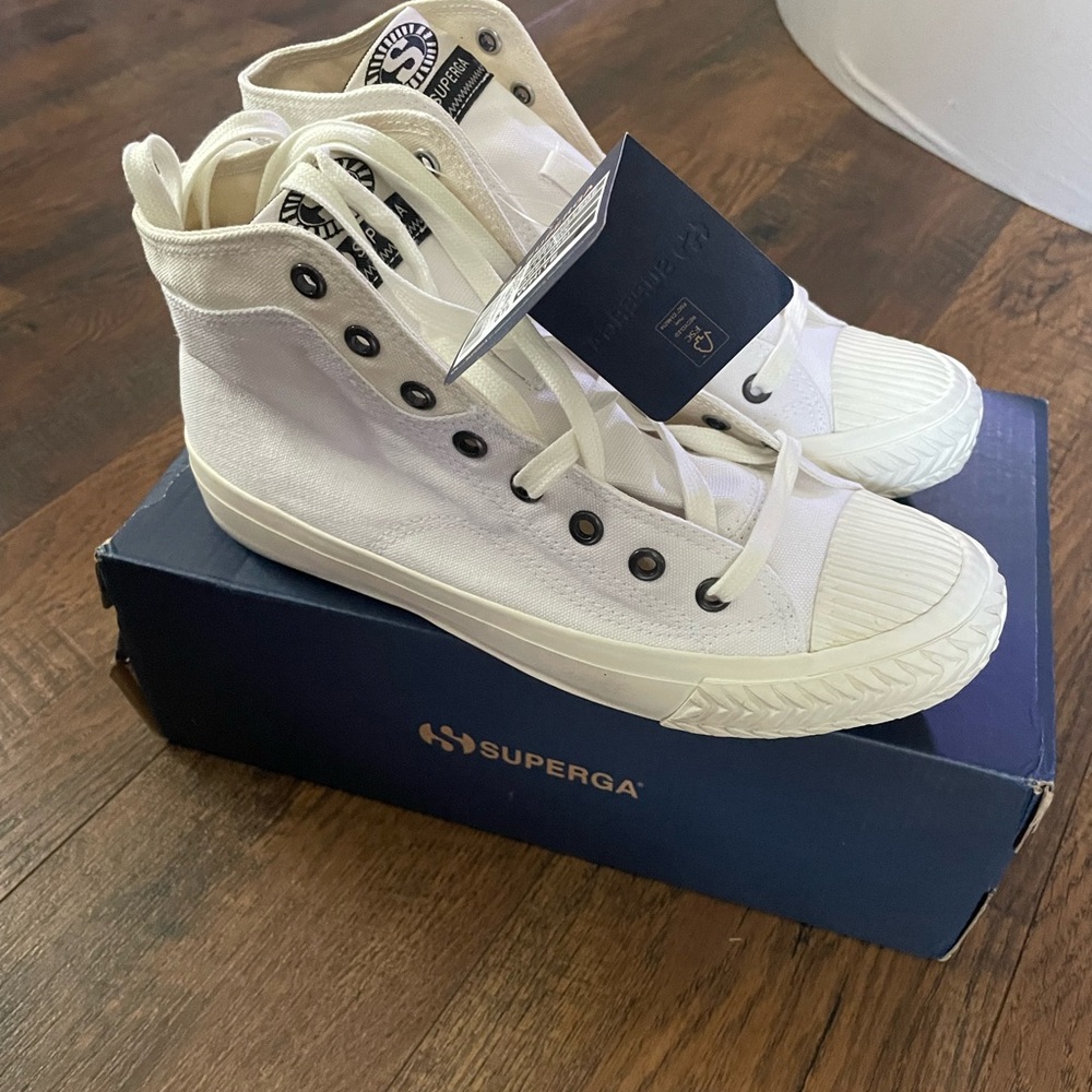 Superga Classic White High-Top Sneakers